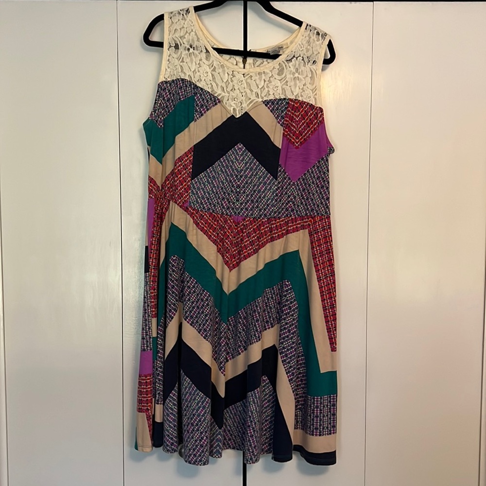 American Rag A-Line Dress. Lace top. Size 2x. Always washed and hung to dry.